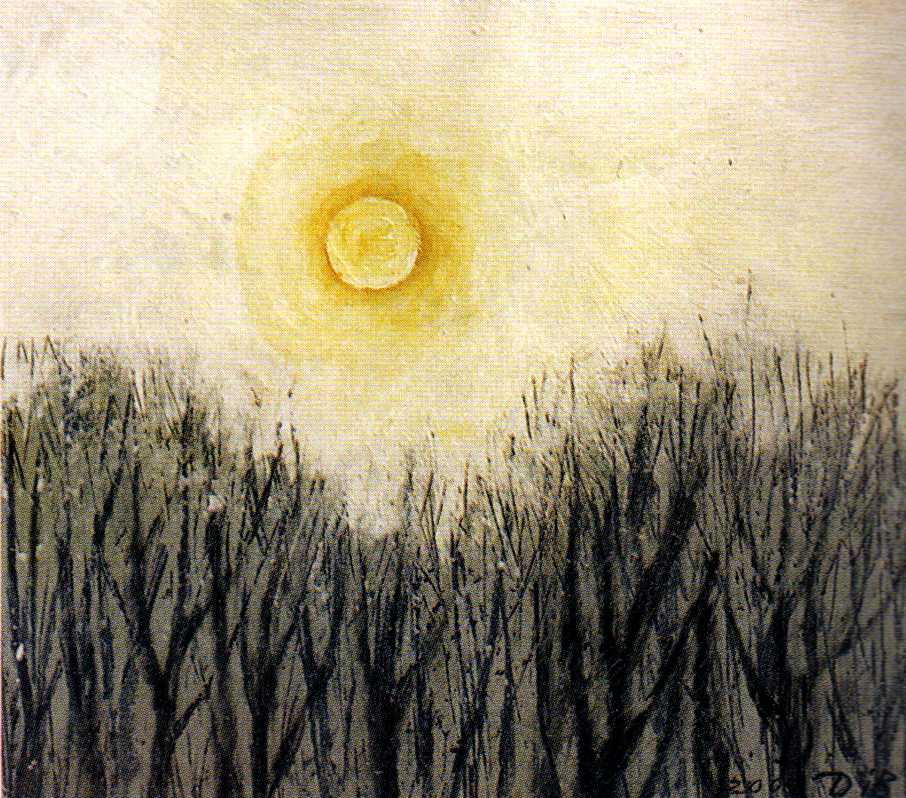 Ich lebe mein Leben, Morgennebel Wachskreide Sgraffito Ich lebe mein Leben, Morgennebel Wachskreide Sgraffito